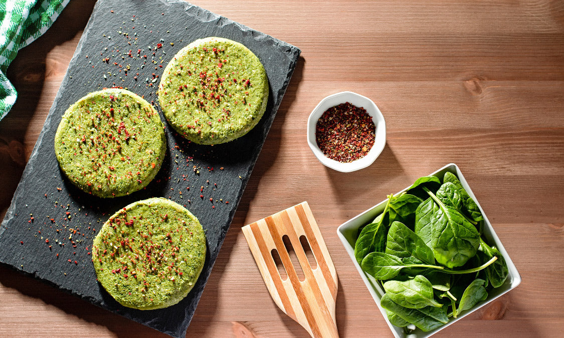 Spinach and pea burgers